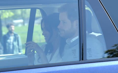 Prince Harry and Meghan Markle arrive for Wedding rehearsals today in Windsor - Credit: Karwai Tang