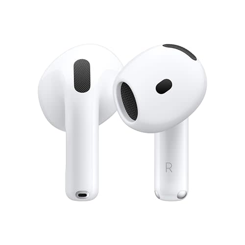 Apple AirPods 4 Wireless Earbuds, Bluetooth Headphones, Personalized Spatial Audio, Sweat and W…