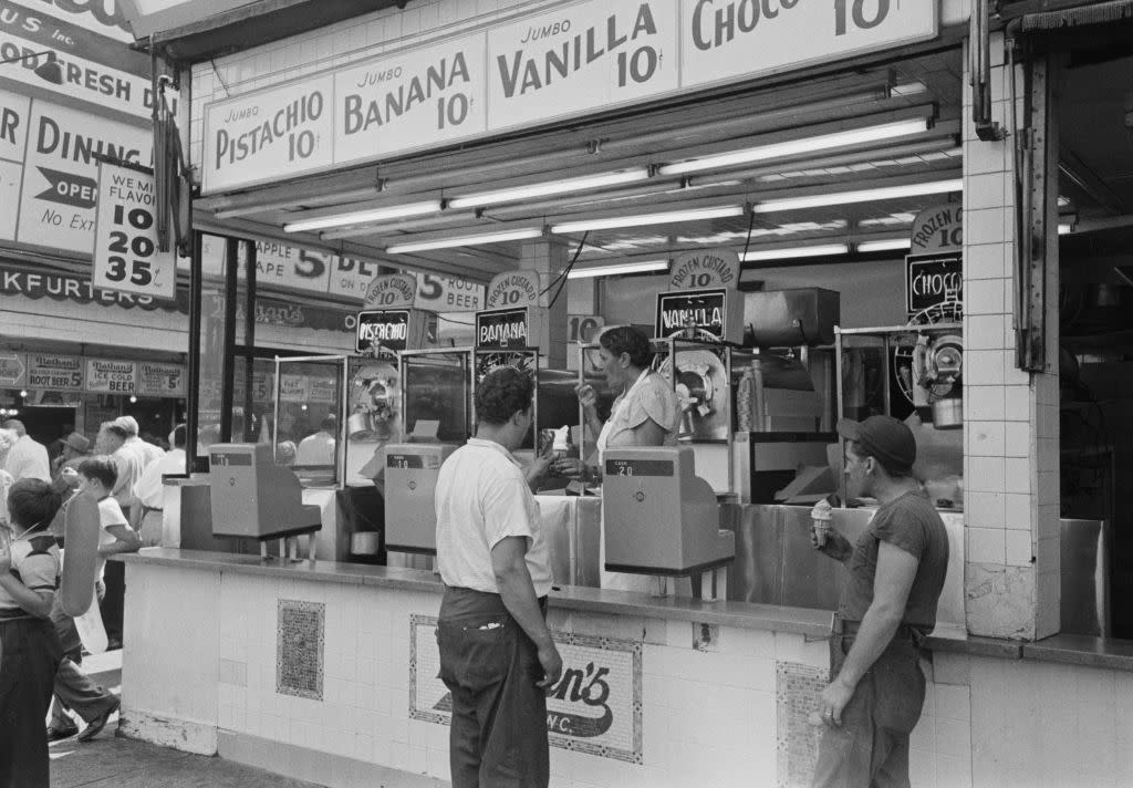 A frozen custard shop in Coney Island, New York City, 1952.