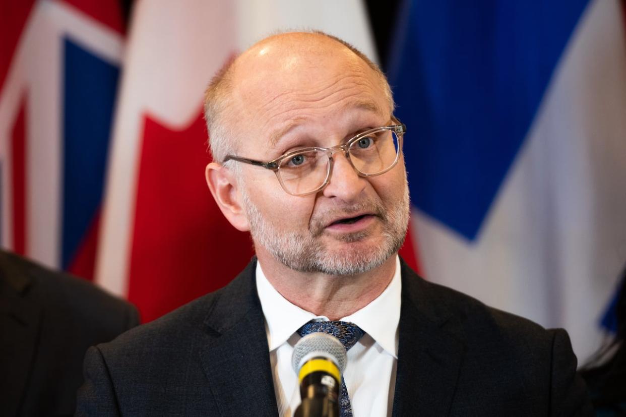 Justice Minister David Lametti speaks during a press conference in March of 2023. (Spencer Colby/The Canadian Press - image credit)