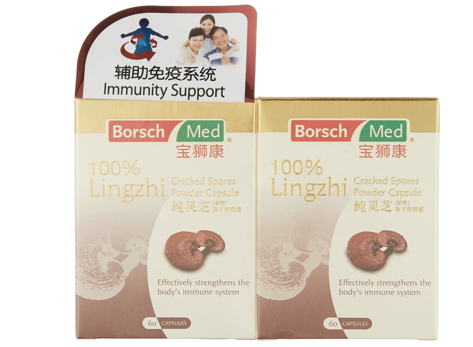 A photo of Borsch Med 100% Lingzhi Cracked Spores Powder Capsule 200mg, 60ct (Pack of 2).