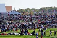 Sep 29, 2016; Chaska, MN, USA; An overall view of the fans during Opening Ceremony for the 41st Ryder Cup at Hazeltine National Golf Club. Mandatory Credit: John David Mercer-USA TODAY Sports