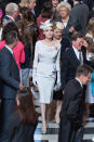 <p>On 28 June, Angelina Jolie gave Kate and Meghan a run for their money in the fashion department. The actress chose a regal Ralph and Russo dress for the 200th anniversary Order of St Michael and St George service at St Paul’s Cathedral. Sadly, the Queen had to skip the event due to ill health and couldn’t appreciate the outfit. <em>[Photo: Getty]</em> </p>