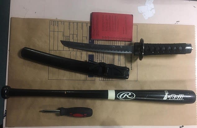 The Metropolitan Police has shared images of weapons seized from the streets as the battle against knife crime steps up. Above a screw driver, baseball bat and lethal serrated blade. (Met Police)