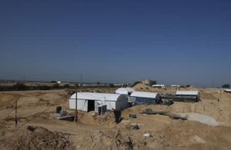 General view of the exterior of a smuggling tunnel, that was flooded by Egyptian security forces, beneath the border between Egypt and southern Gaza Strip November 2, 2015. REUTERS/Mohammed Salem