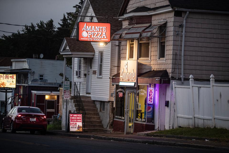 Amante Pizza in Troy, N.Y., photographed Aug. 23, 2023, is the pizza restaurant that Sabeeh Alalkawi was working for the night he was killed in a crash with a Troy police car in Feb. 2023. Alalkawi was killed at the intersection of Hoosick and 15th streets when Troy police Officer Justin Byrnes, responding to a 911 call, sped through the intersection and crashed into the car that Alalkawi was driving.