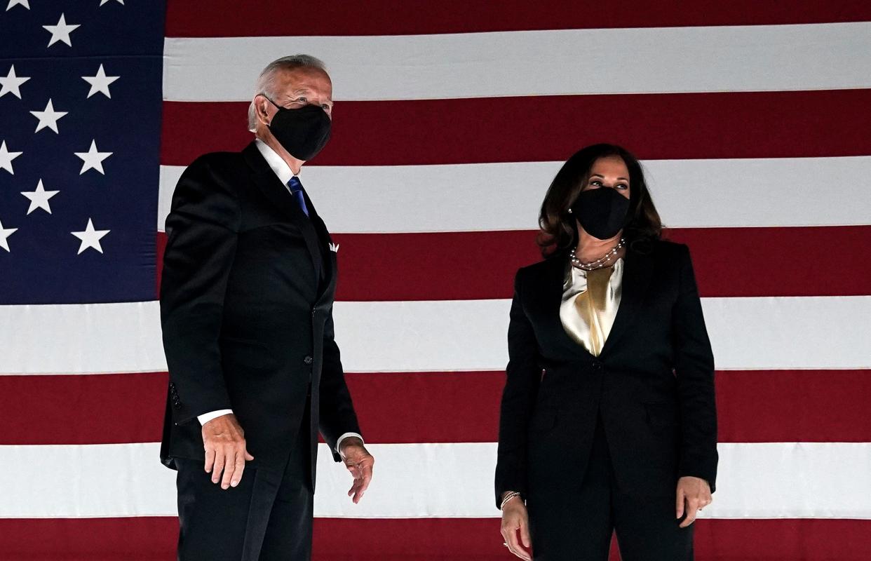 Announcing Kamala Harris as his running mate saw a massive spike in funding for the Biden campaign (AFP via Getty Images)
