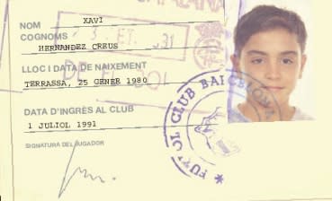 Xavi's player pass from his youth days at Barcelona's La Masia academy. (Photo/Fútbolita)