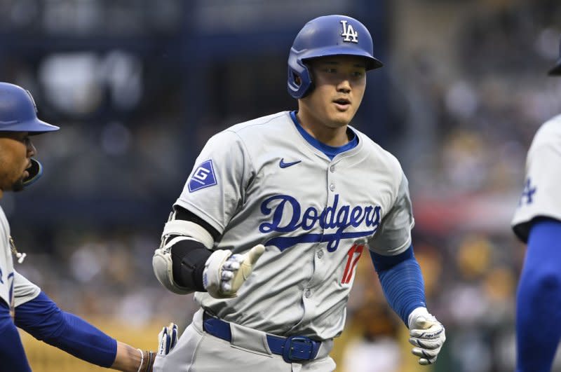 Los Angeles Dodgers designated hitter Shohei Ohtani is hitting .322 with 25 home runs through 79 games this season. File Photo by Archie Carpenter/UPI