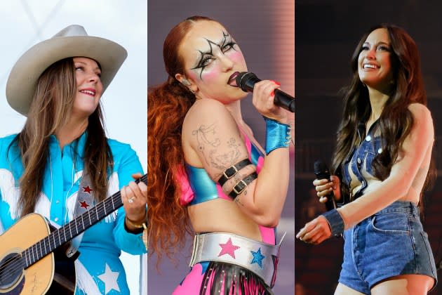 Kaitlin Butts and Kacey Musgraves are just some of the country artists putting their spin on Chappell Roan songs. - Credit: Presley Ann/Getty Images; Josh Brasted/FilmMagic; Taylor Hill/Getty Images