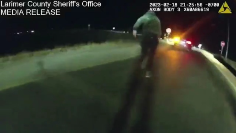 Bodycam video shared by the Larimer County Sheriff's Department shows Brent Thompson run during a traffic stop.