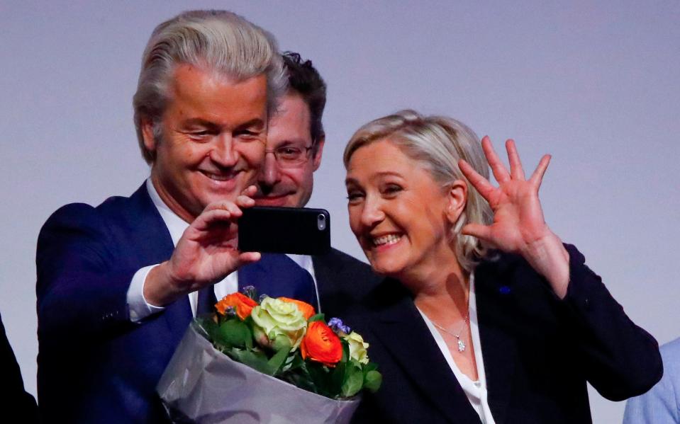Geert Williams and Marine Le Pen at a far-right meeting in Koblenz