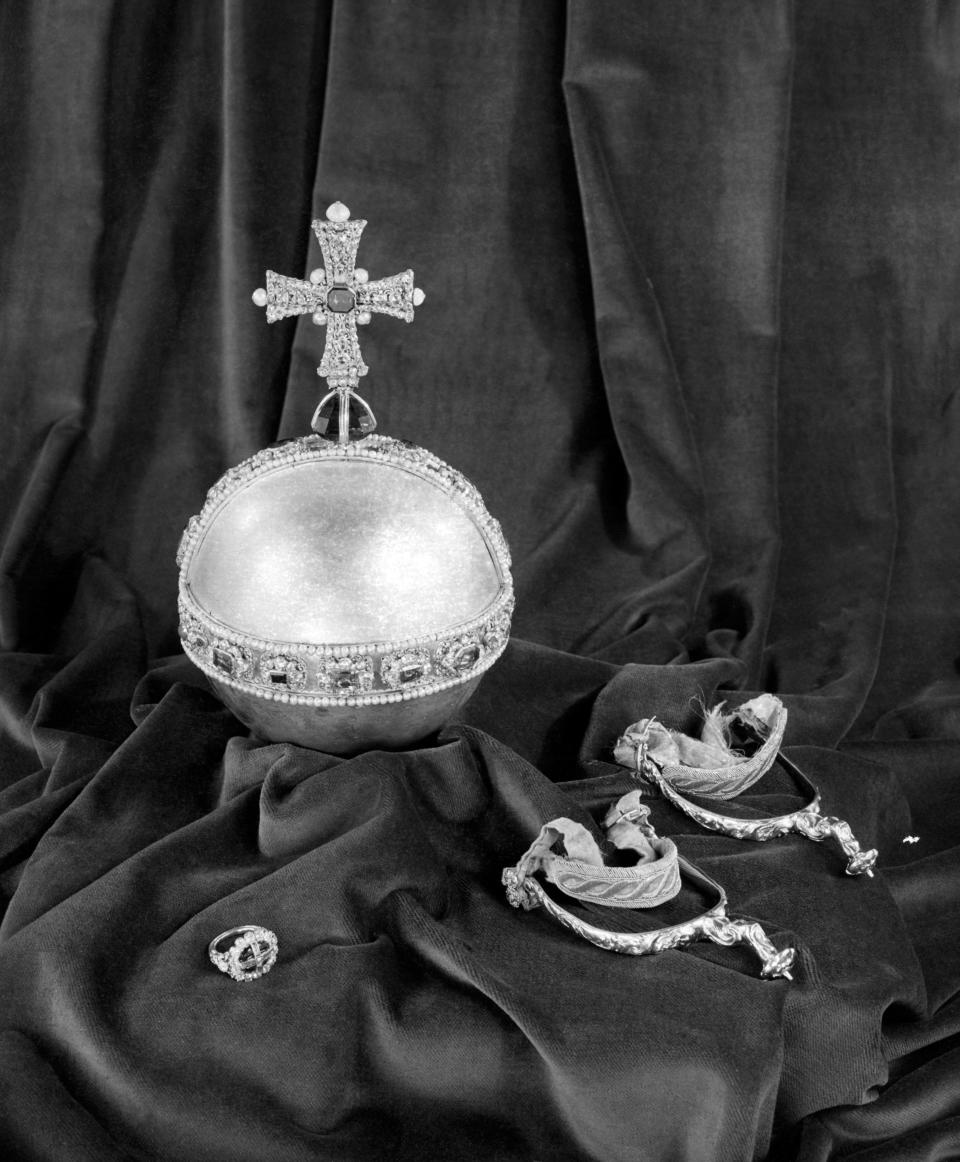 The Orb, The Spurs and The Sovereign's Ring. The Spurs are also known as St. George's Spurs. (Crown Copyright/PA Archive/PA Images)