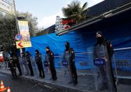 FILE PHOTO: Turkish police stand guard outisde the Reina nightclub by the Bosphorus, which was attacked by a gunman, in Istanbul