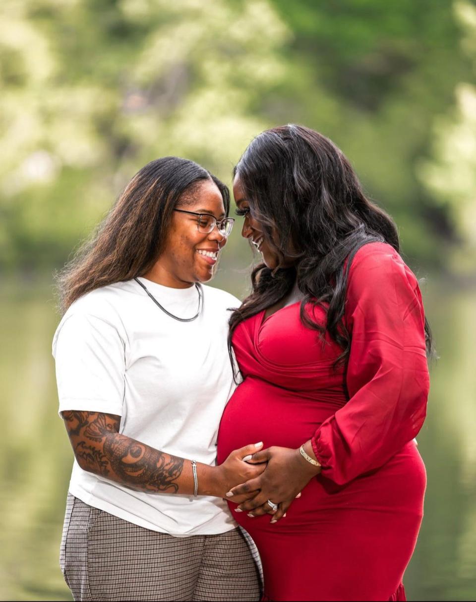 Mardochée Julien-West (right) and wife Yevette Julien-West celebrate their first pregnancy, which happened after years of looking for the right donor.