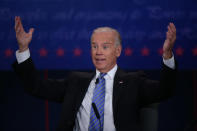 DANVILLE, KY - OCTOBER 11: U.S. Vice President Joe Biden speaks during the vice presidential debate at Centre College October 11, 2012 in Danville, Kentucky. This is the second of four debates during the presidential election season and the only debate between the vice presidential candidates before the closely-contested election November 6. (Photo by Alex Wong/Getty Images)