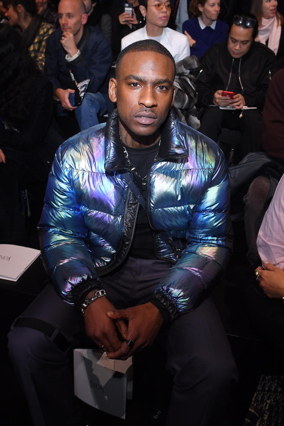 PARIS, FRANCE - JANUARY 18: Skepta attends the Dior Homme Menswear Fall/Winter 2019-2020 show as part of Paris Fashion Week on January 19, 2019 in Paris, France.  (Photo by Victor Boyko/Getty Images)