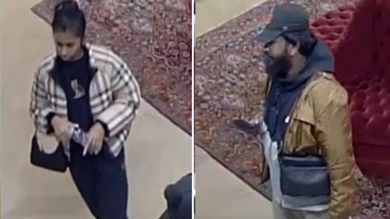Toronto police are searching for a man and a woman who allegedly defrauded an elderly couple of $13,000. (Toronto Police Service - image credit)