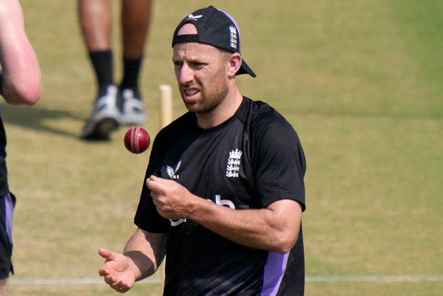 England’s Jack Leach attends a practice session in Multan, Pakistan