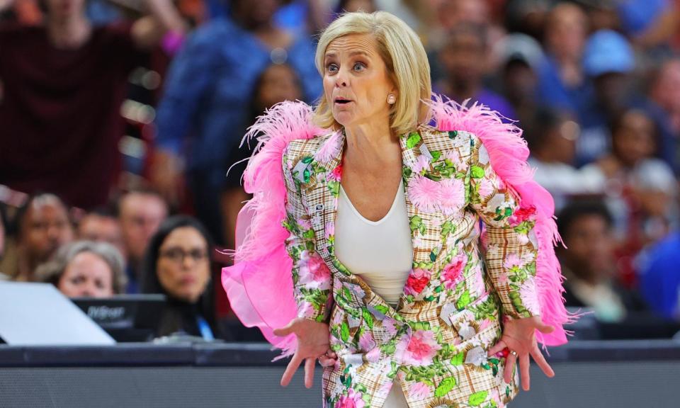 <span>LSU women’s basketball coach Kim Mulkey has won national championships both as a coach and as a player.</span><span>Photograph: Kevin C Cox/Getty Images</span>