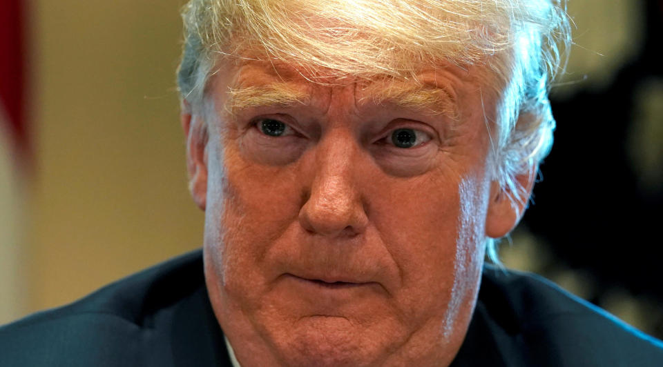 President Donald Trump as he presided over a cabinet meeting at the White House on Thursday. (Photo: Kevin Lamarque / Reuters)