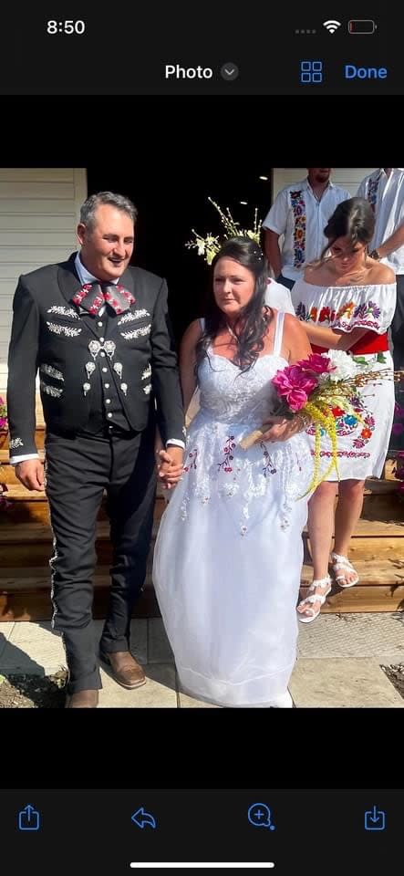 Fabian Krusinski and Venessa Arcand were married at the chapel in Love, Sask.