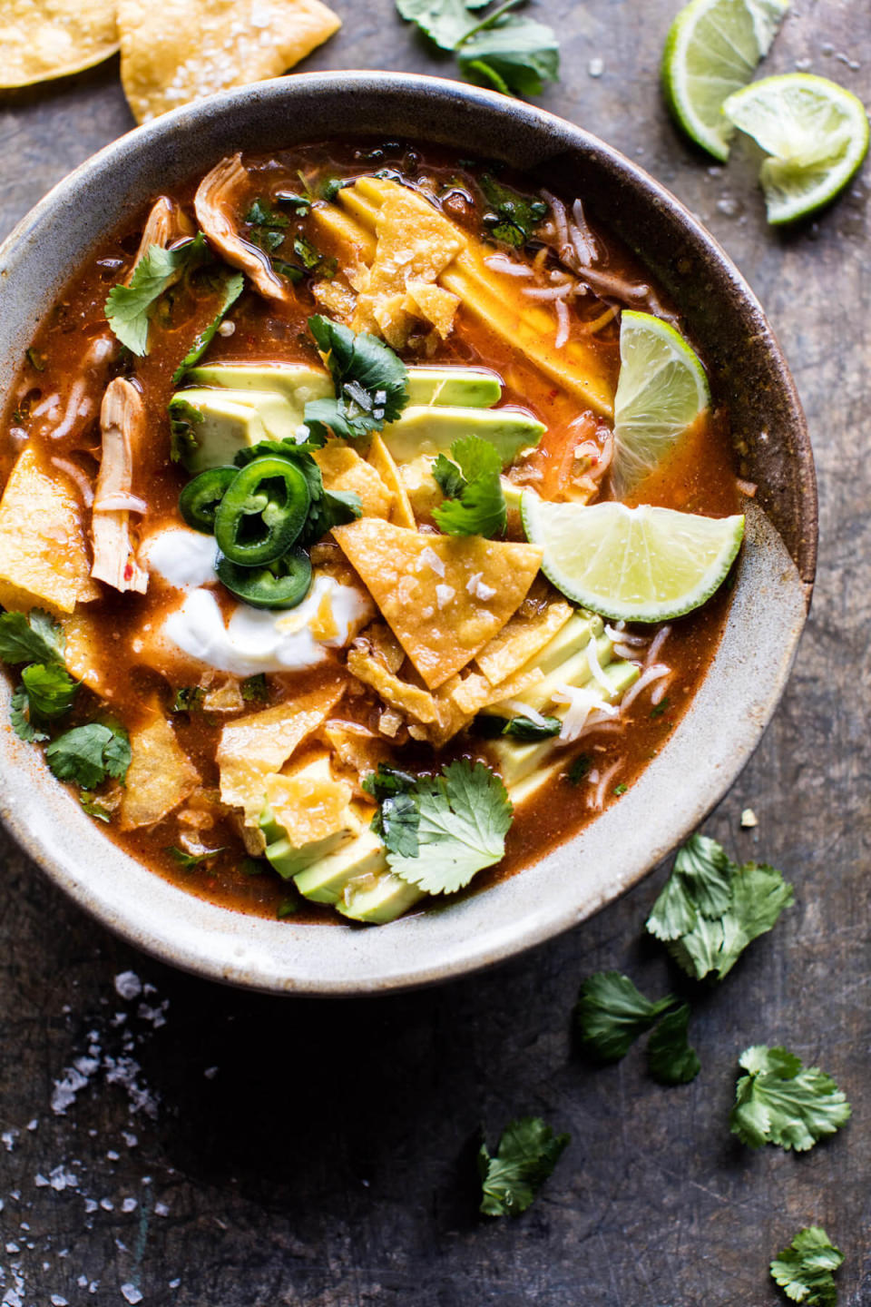 <strong>Get the&nbsp;<a href="https://www.halfbakedharvest.com/crockpot-spicy-chicken-tortilla-soup/" target="_blank">Crockpot Spicy Chicken Tortilla Soup&nbsp;recipe</a> from Half Baked Harvest</strong>