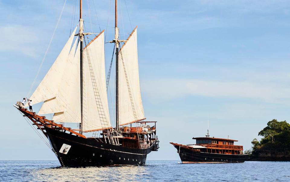 The five-cabin, twin-masted Amandiri in Indonesia