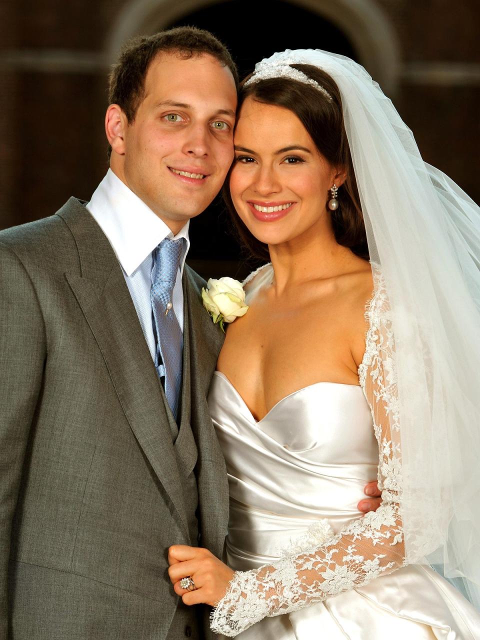 The Lord and Lady Frederick Windsor after their wedding at Hampton Court Palace (John Stillwell/PA) (PA Archive)