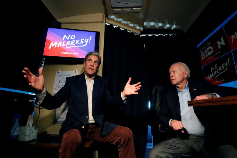 Democratic 2020 U.S. presidential candidate Biden's "No Malarkey!" campaign in Elkader, Iowa