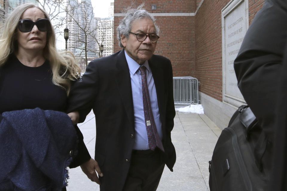 Insys Therapeutics founder John Kapoor arrives for sentencing at federal court on Thursday, Jan. 23, 2020, in Boston. Kapoor was convicted in a bribery and kickback scheme that prosecutors said helped fuel the opioid crisis. He and others in the company were accused of paying millions of dollars in bribes to doctors across the nation to prescribe the company's highly addictive fentanyl spray, known as Subsys. (AP Photo/Charles Krupa)