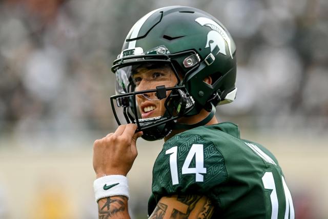 Snap counts, PFF grades: Noah Kim grades out well in first start as  Michigan State QB 