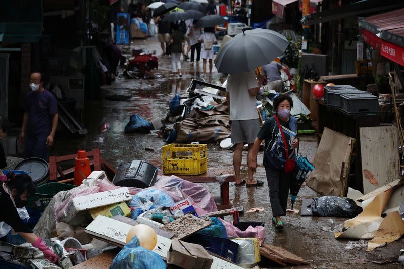 Aftermath of record level of torrential rain in Seoul