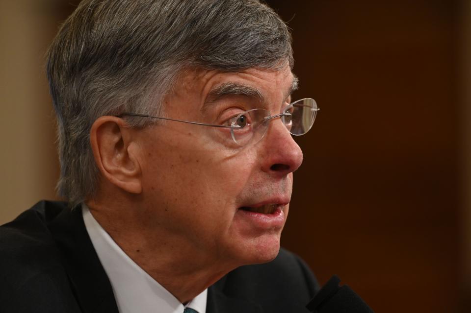 William Taylor, the top American diplomat in Ukraine, testifies before the Permanent Select Committee on Intelligence as a witness in public congressional hearings in the impeachment inquiry into President Donald Trump on Nov. 13, 2019.