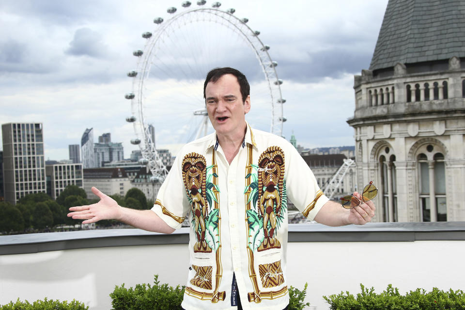 Writer and director Quentin Tarantino poses for photographers upon arrival at the UK photo call of Once Upon A Time in Hollywood, in central London, Wednesday, July 31, 2019. (Photo by Joel C Ryan/Invision/AP)