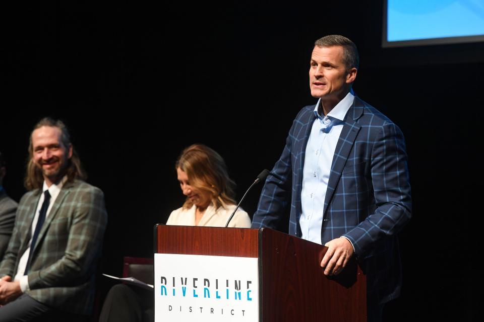 Mayor Paul TenHaken speaks during a press conference announcing the development of the Riverline District on Tuesday, January 31, 2023, at the Washington Pavilion in Sioux Falls.