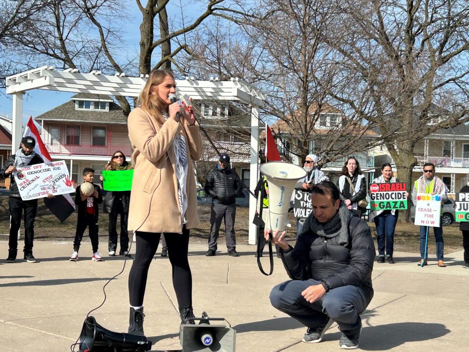 Listen to Michigan campaign manager Layla Elabed during a rally in Zussman Park in Hamtramck Feb. 25, 2024 called on voters who support a cease-fire in the war in Gaza to vote "uncommitted" in the upcoming Democratic presidential primary.