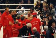 Boxing - Wladimir Klitschko v Tyson Fury WBA, IBF & WBO Heavyweight Title's - Esprit Arena, Dusseldorf, Germany - 28/11/15 Wladimir Klitschko at the end of the fight Reuters / Ina Fassbender Livepic