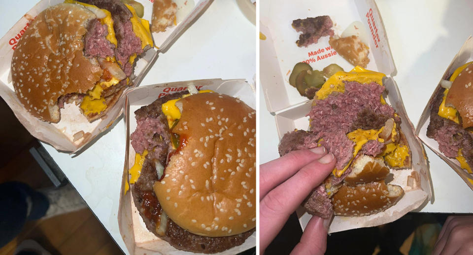 Undercooked McDonald's Quarter Pounders.