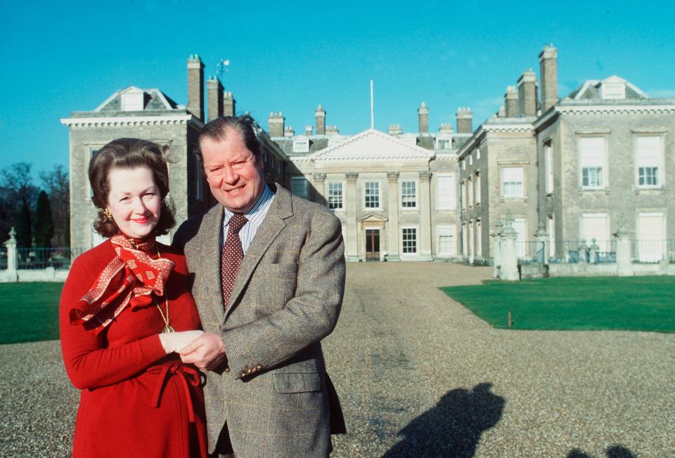 Earl Spencer and his wife Raine in front of their home, Althorp House