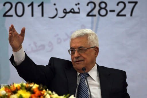 Palestinian leader Mahmud Abbas, pictured in July 2011, has said the Palestinians will approach the UN Security Council to seek full membership in the global body. Israel is willing to begin new Middle East peace talks using the 1967 lines as a basis for negotiations if the Palestinians drop their UN membership bid, according to an Israeli official