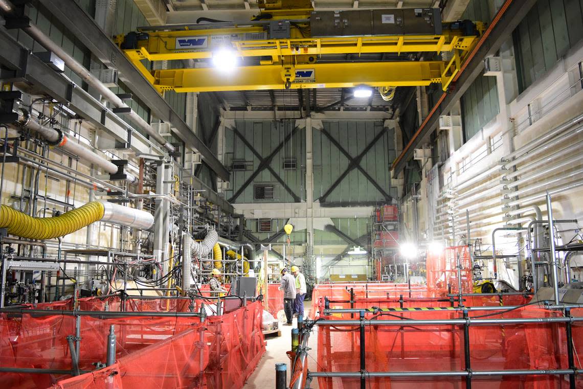 Inside the Hanford vitrification plant’s Low Activity Waste Facility.