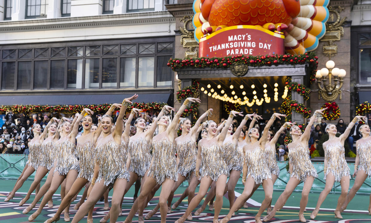 Radio City Rockettes at the 2021 Macy's Thanksgiving Day Parade in New York. (NBC)