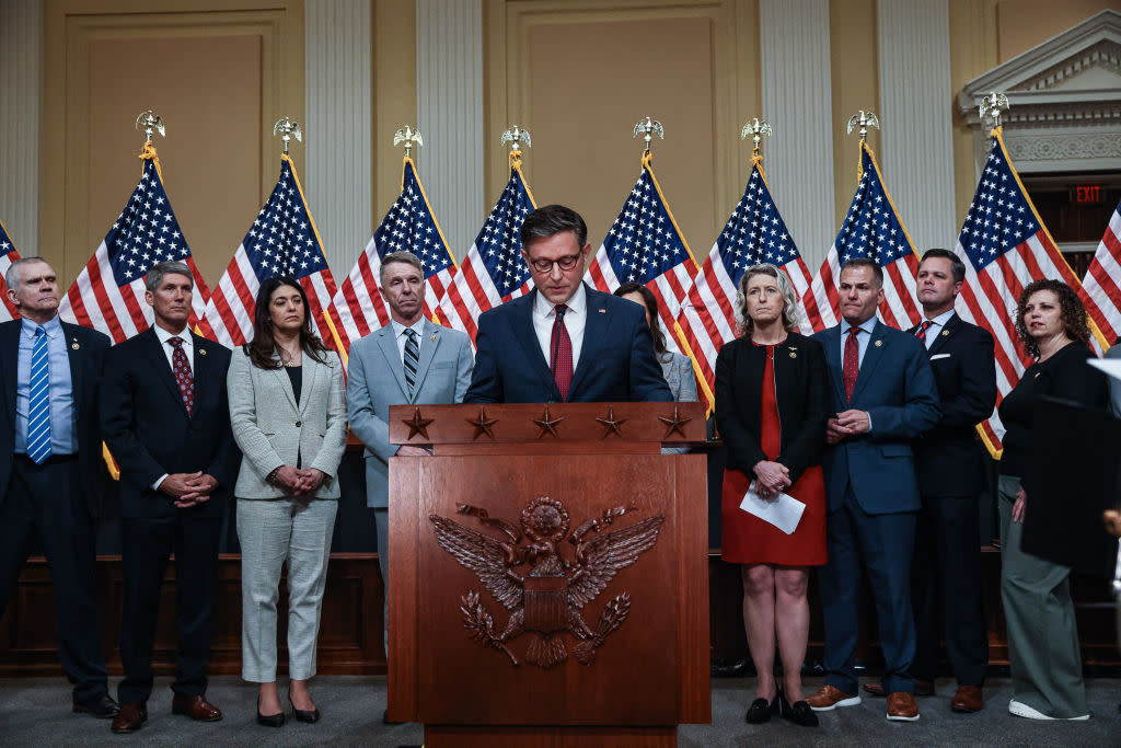  House Speaker Mike Johnson during a March news conference with other House Republicans. 