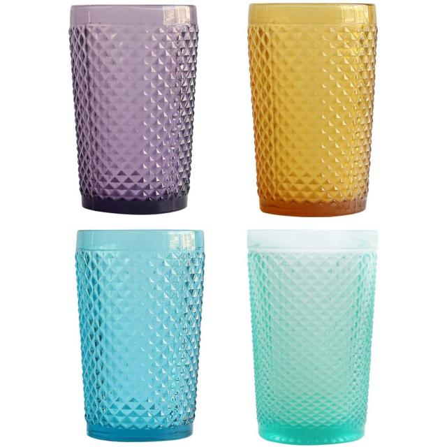 Optix 14-Ounce Plastic Tumblers | Set of 8 in 4 Coastal Colors