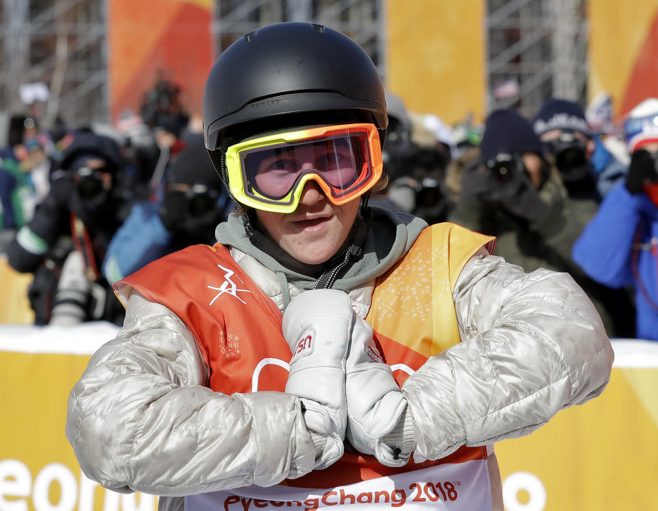 Red Gerard, of the United States, reacts after his run during the men’s slopestyle final at Phoenix Snow Park at the 2018 Winter Olympics in Pyeongchang, South Korea. (AP)