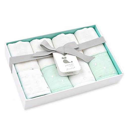 Just Born Sparkle Baby Washcloths 4-Pack in Mint Green