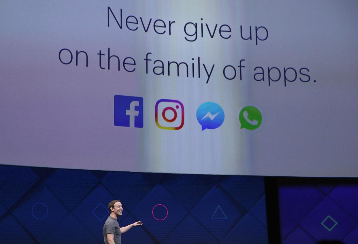 Facebook CEO Mark Zuckerberg delivers the keynote address at Facebook's F8 Developer Conference on April 18, 2017: Getty Images