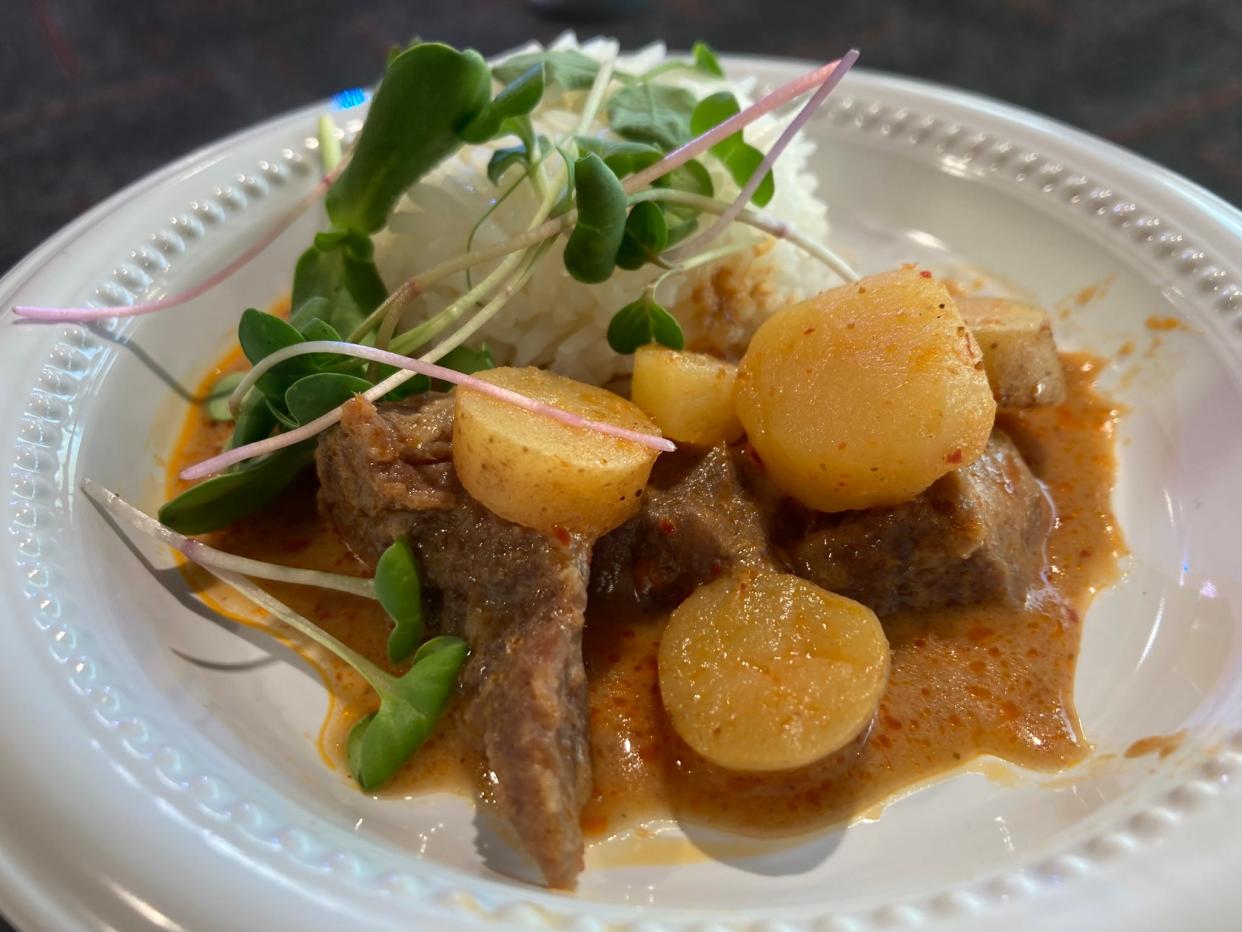 Mussaman curry prepared by chefs from Bodhi for Rev 2024 at the Indianapolis Motor Speedway on Saturday, May 4