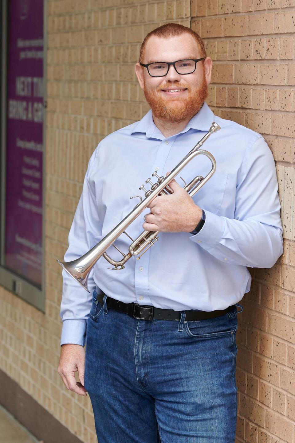 Charlotte Symphony Principal Trumpet Alex Wilborn takes the stage to perform Böhme’s “Trumpet Concerto” in March 2024 at Knight Theater.